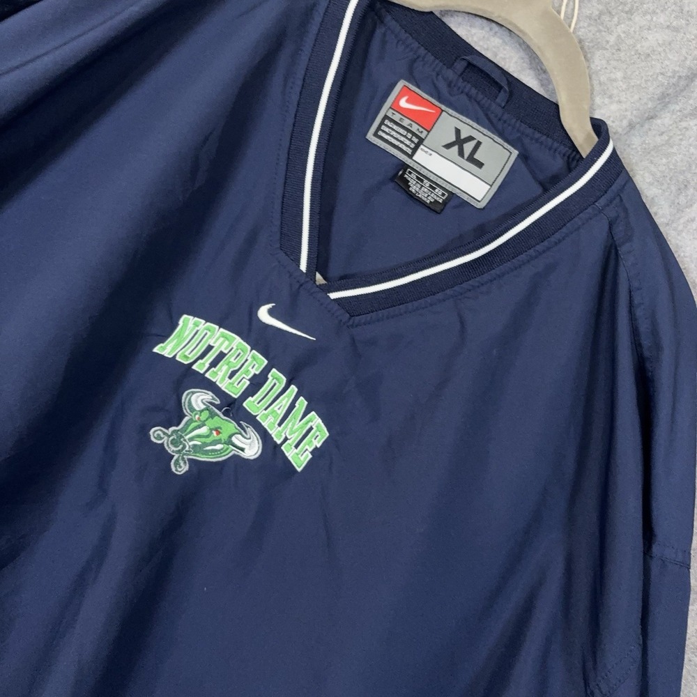 Nike Team Notre Dame Windbreaker Mens XL Blue Embroidered Logo Lined VTG